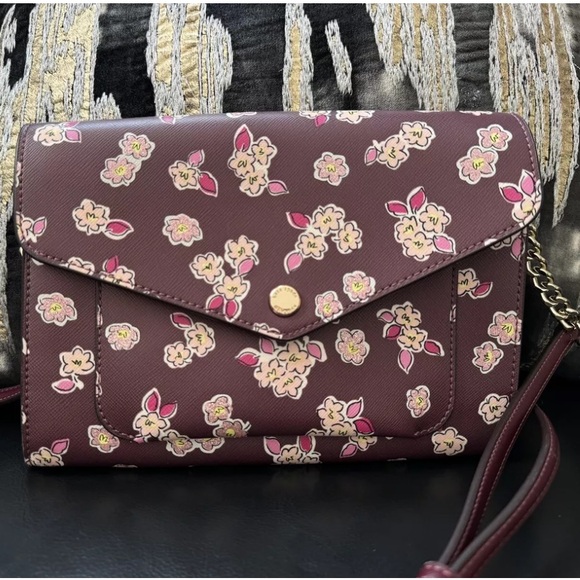 kate spade Handbags - Kate Spade Frosted Floral Tinsel Flap Crossbody Bag/Clutch In Deep Berry